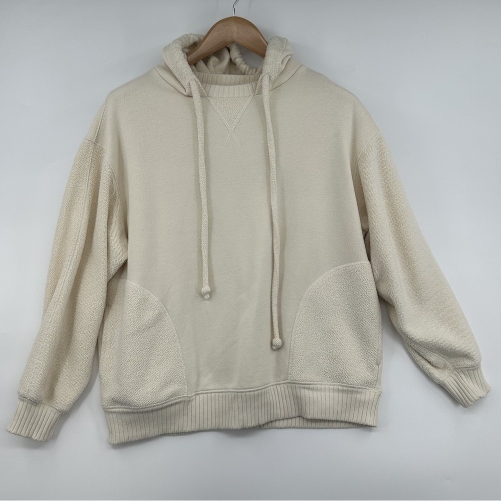 Aerie Cream Textured Oversized Hoodie Sweatshirt XSmall Fall Winter Cozy Pockets